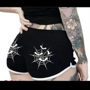 Casual Gothic Bat & Spiderweb Shorts 2XL